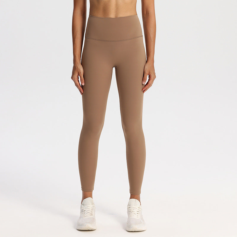 High-waisted hip lift, nude sports trousers, tight abdomen, professional quick-drying running, wearing fitness yoga pants, women