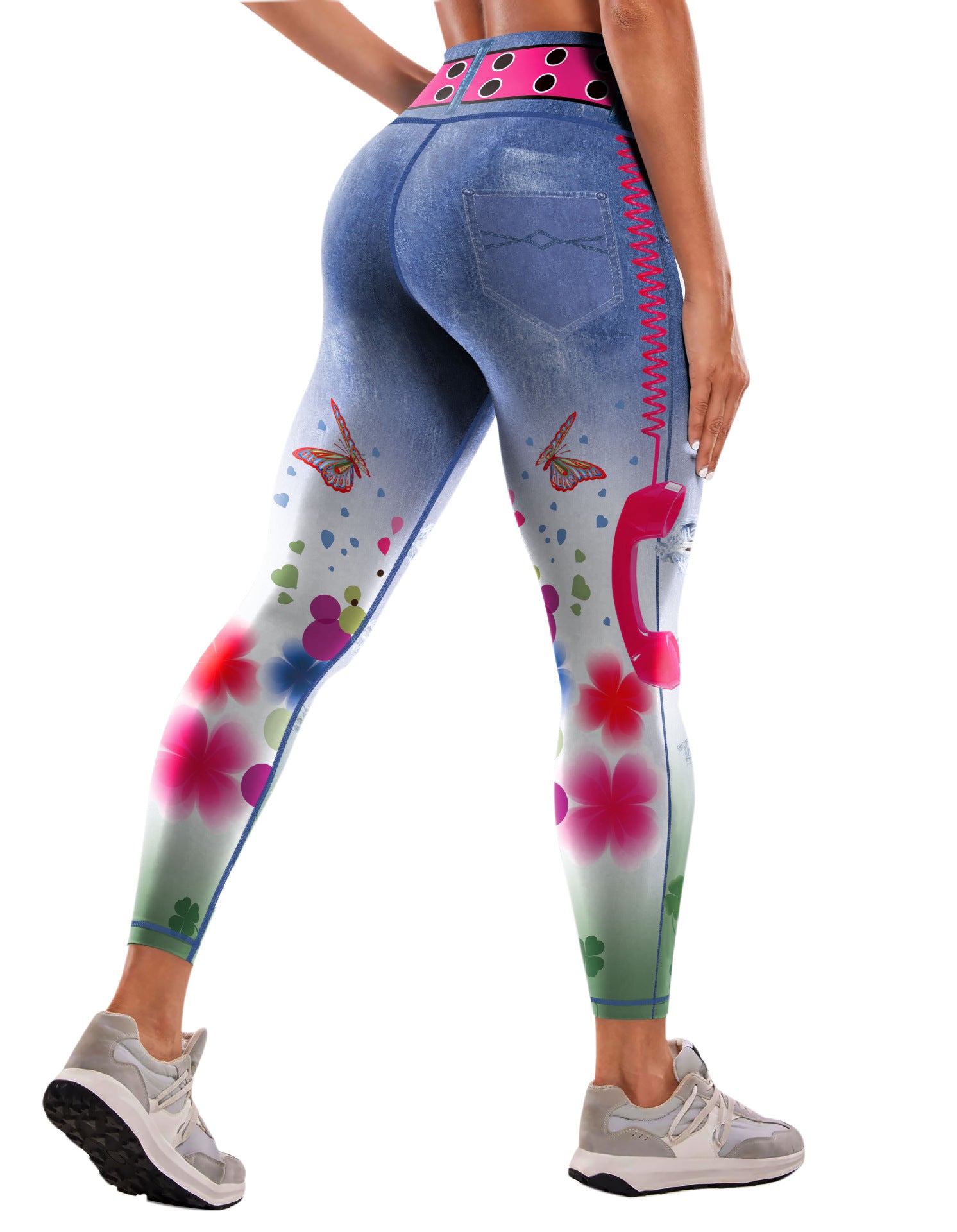 Denim-Like Yoga Leggings with Pocket - Slimming Full-Length Leggings for Women, Elastic Comfort & Versatile Outer Wear