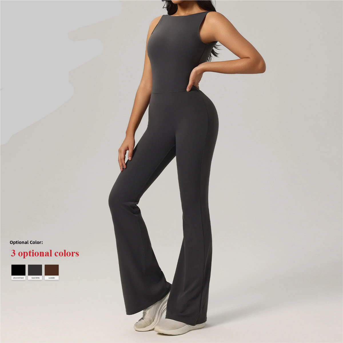 Sleeveless backless jumpsuit, micro-flared yoga suit, Pilates running fitness clothing