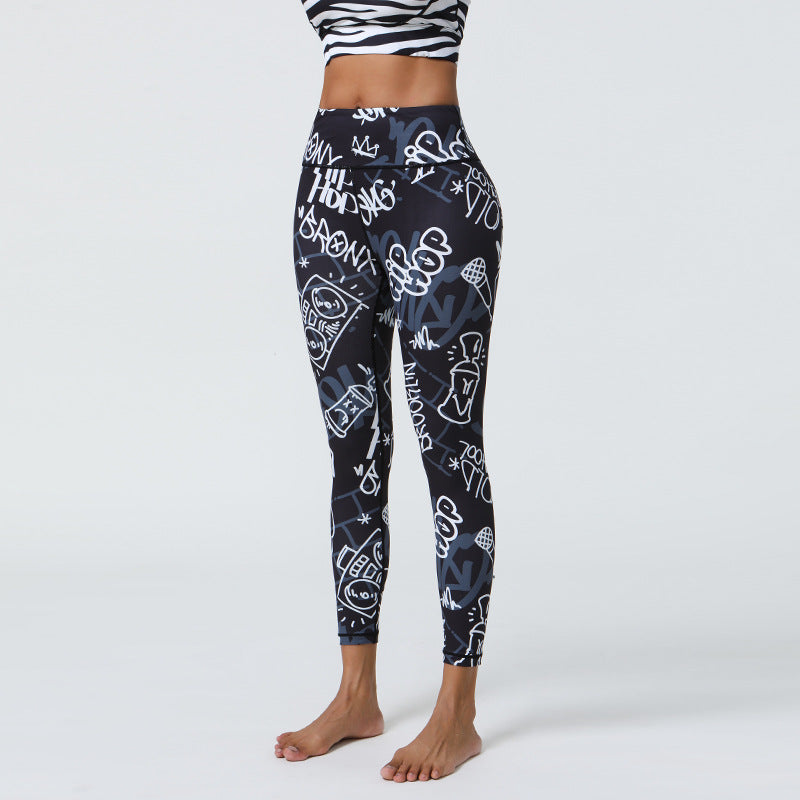 High-Waisted Printing Yoga Pants with Long-Lasting Prints & Four-Way Stretch