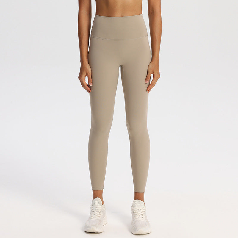 High-waisted hip lift, nude sports trousers, tight abdomen, professional quick-drying running, wearing fitness yoga pants, women
