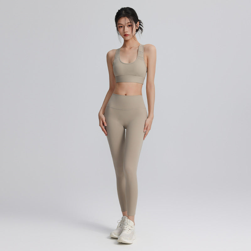 High-waisted tummy-control yoga pants for women in summer, stretch tights, perspiration-wicking, quick-drying, breathable, hip-lifting sports outdoor fitness pants