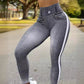High-Waisted Denim Texture Yoga Pants with Elastic Comfort and Slimming Fit for Versatile Daily Use