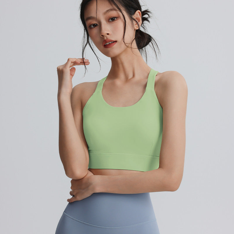 High-strength anti-sagging bra crossover beauty vest sports running yoga bra shockproof gathering underwear Pilates