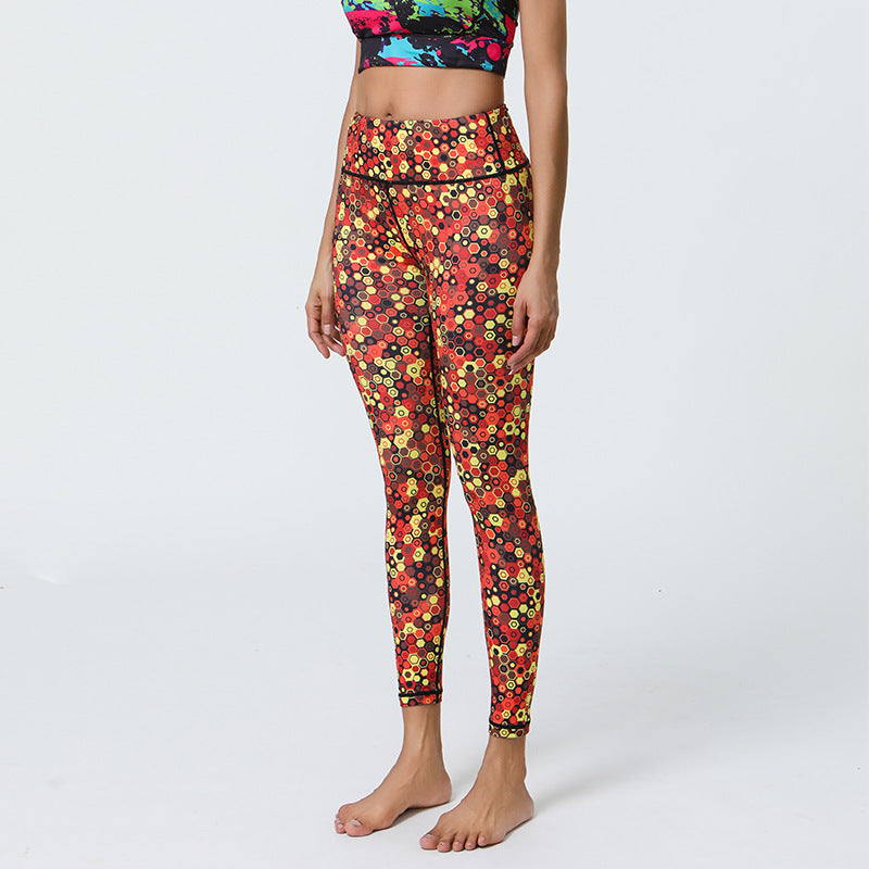 High Support Muscle Compression Printed Yoga Pants with Long-Lasting Diverse Prints for Gym & Outer Wear