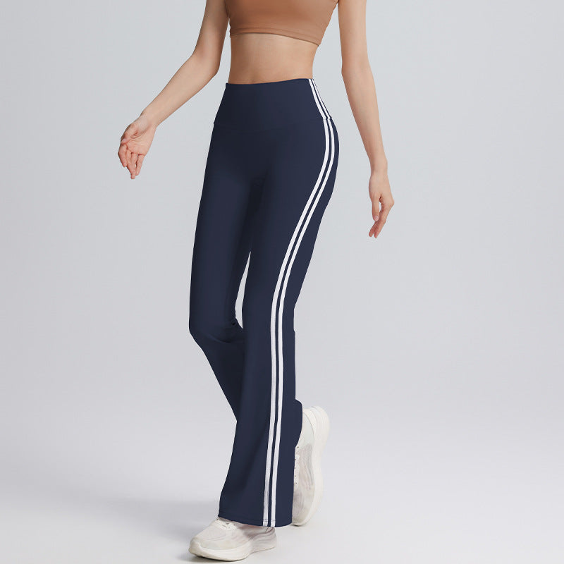 Double line yoga bell bottoms high waist hip lift tummy tuck sweatpants skinny dance fitness outdoor sports women