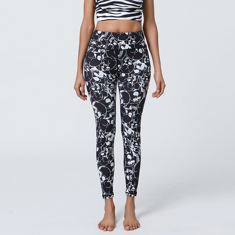 High-Waisted Printing Yoga Pants with Diverse Long-Lasting Prints, Elastic Comfort, and Muscle Compression for Fitness