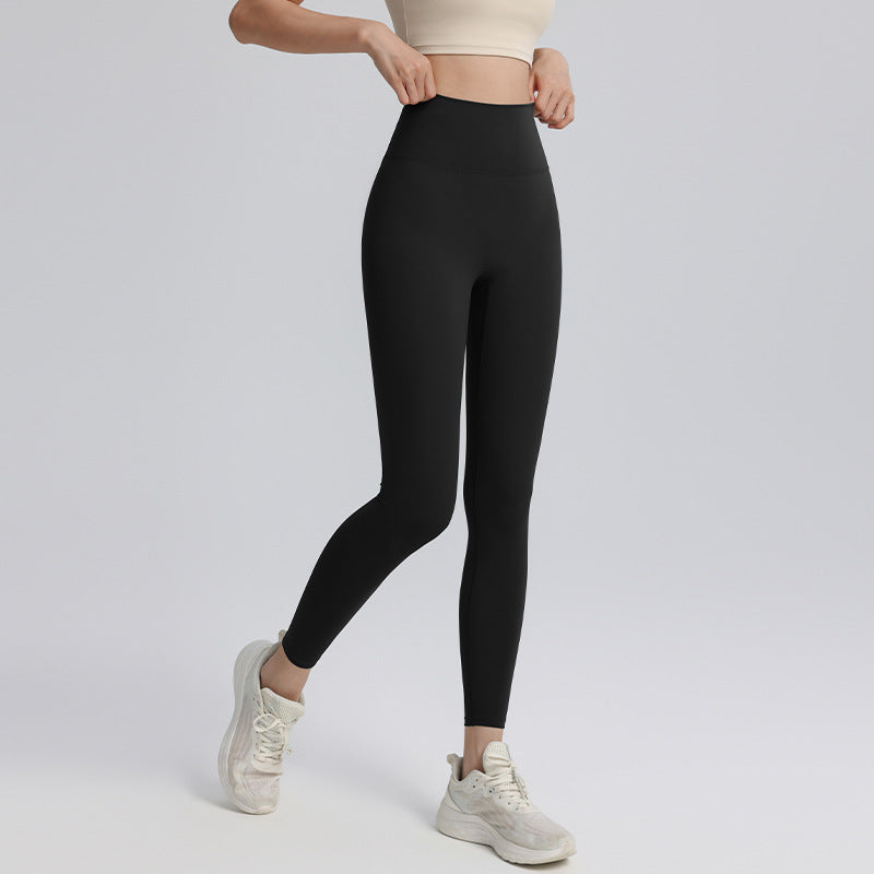 High-waisted tummy tuck yoga pants, quick-drying, breathable, running, training, gym trousers, no embarrassment line, stretch hip-lifting sweatpants