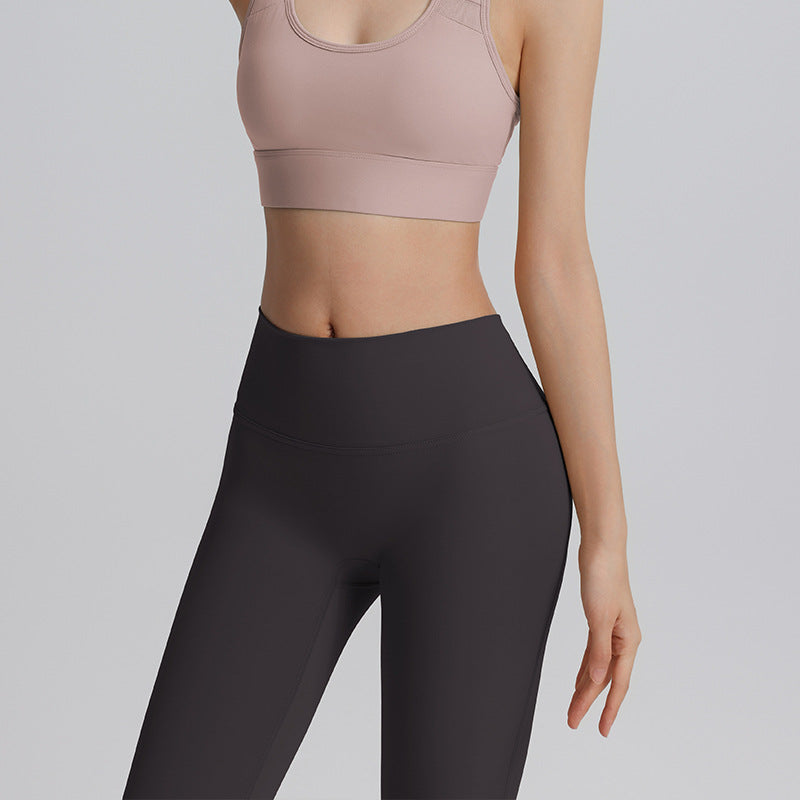 High-waisted tummy-control yoga pants for women in summer, stretch tights, perspiration-wicking, quick-drying, breathable, hip-lifting sports outdoor fitness pants