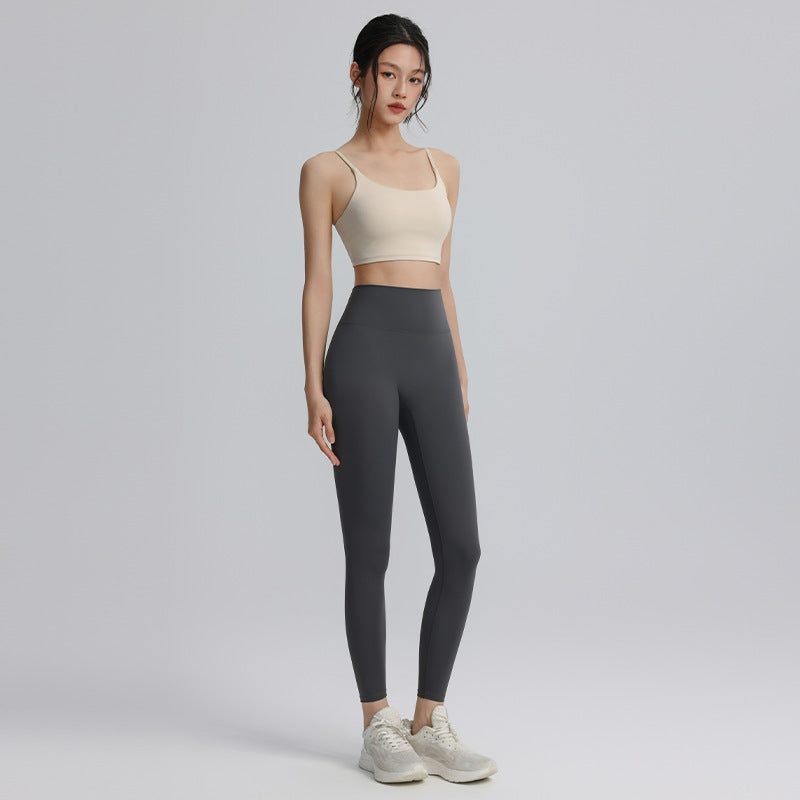 High-waisted tummy tuck yoga pants, quick-drying, breathable, running, training, gym trousers, no embarrassment line, stretch hip-lifting sweatpants