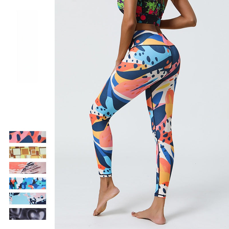 High Support Printing Yoga Pants with Long-Lasting Diverse Prints for Gym & Outdoor Wear