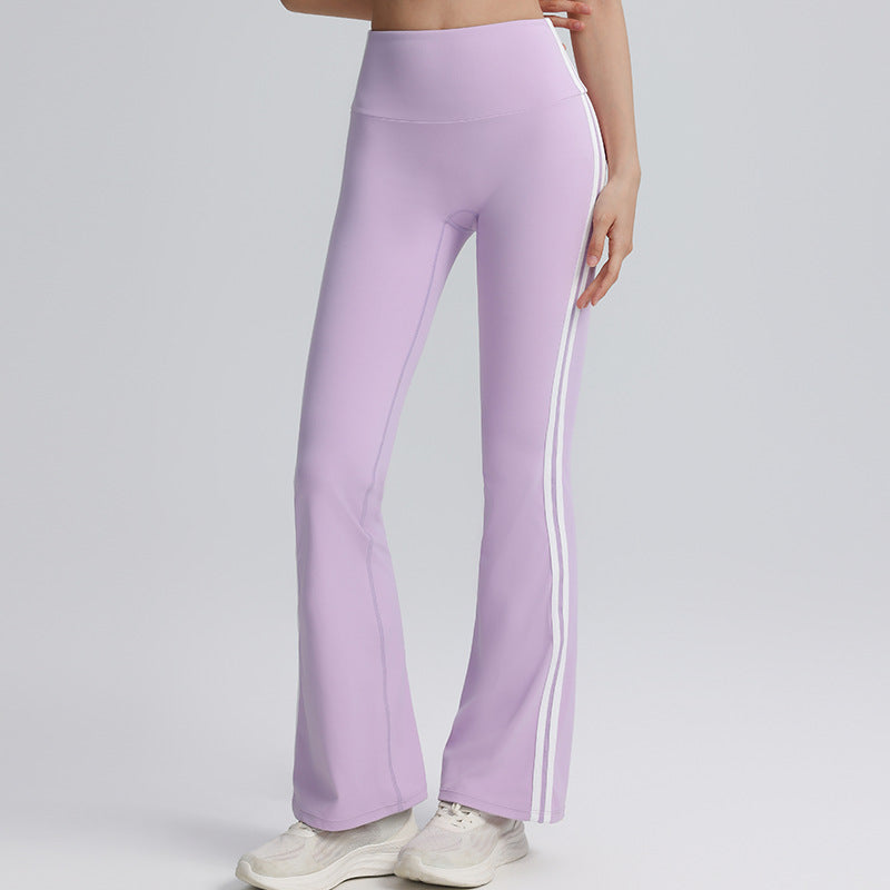 Double line yoga bell bottoms high waist hip lift tummy tuck sweatpants skinny dance fitness outdoor sports women