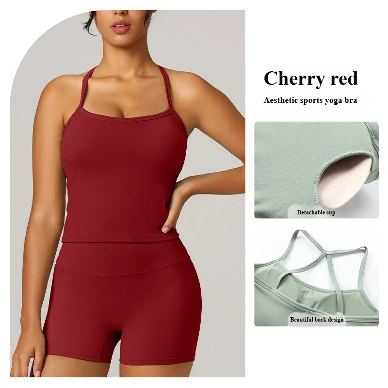 Shockproof sports bras, beautiful straps, chest pads, yoga clothes, Pilates, suspender bras