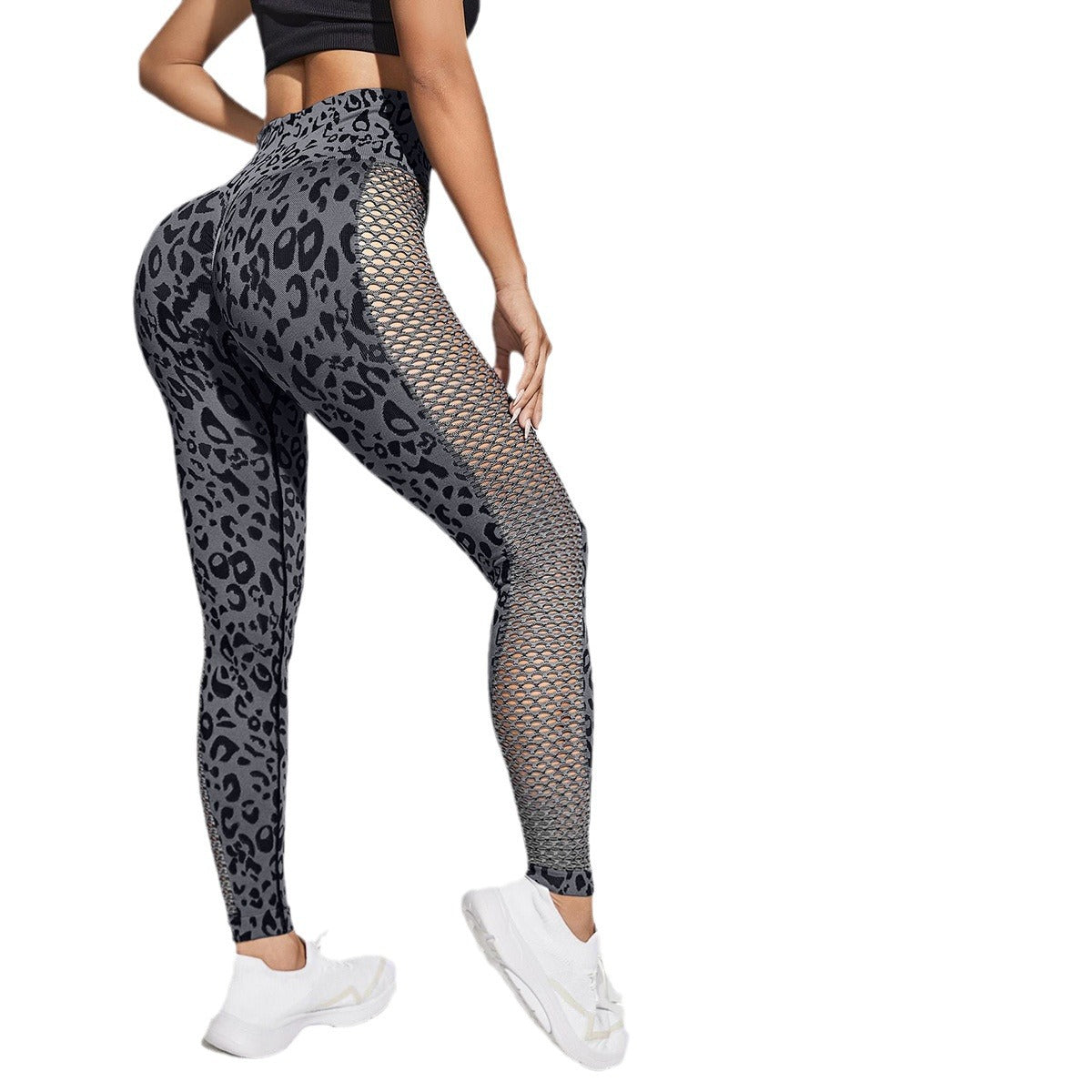 High-Waisted Leopard Print Yoga Leggings with Slimming & Hip-Lifting for Gym Training