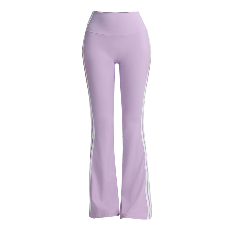 Double line yoga bell bottoms high waist hip lift tummy tuck sweatpants skinny dance fitness outdoor sports women