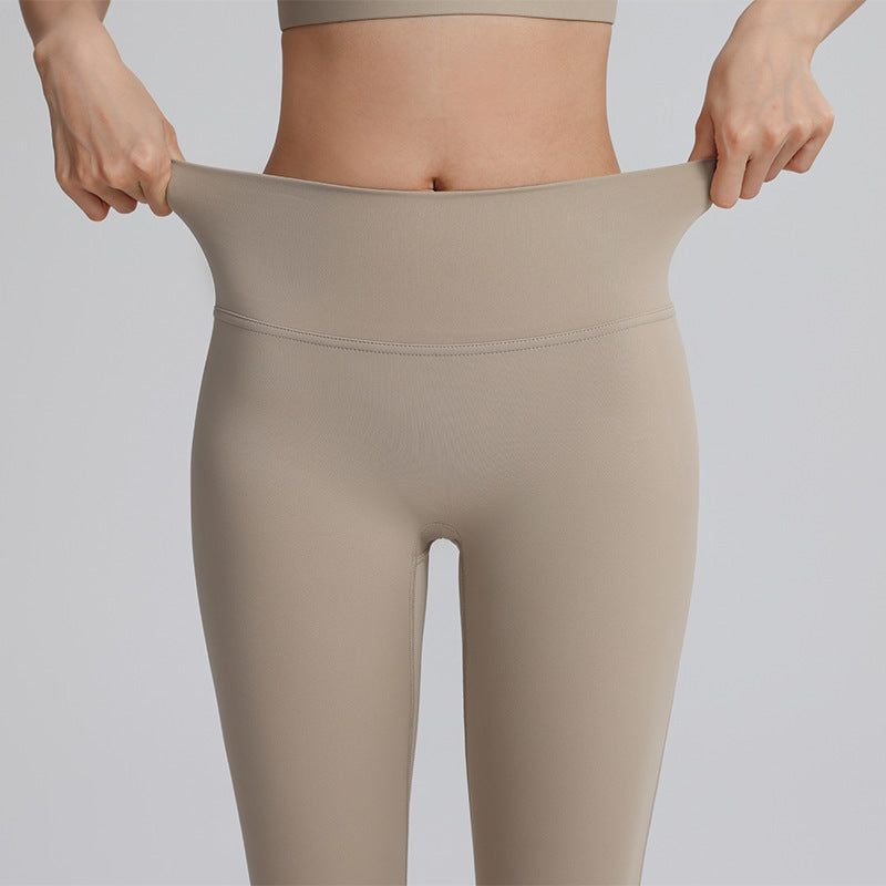 High-waisted tummy-control yoga pants for women in summer, stretch tights, perspiration-wicking, quick-drying, breathable, hip-lifting sports outdoor fitness pants