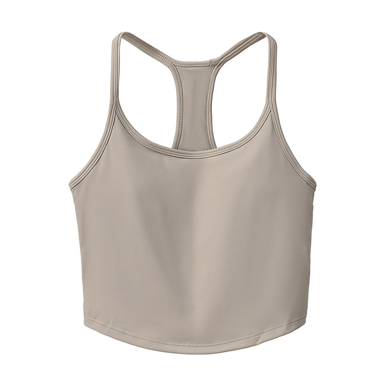 Spaghetti Strap Yoga Vest Women's Elastic Tight Sports Top Quick-Drying Running Training Outerwear Fitness Suspender