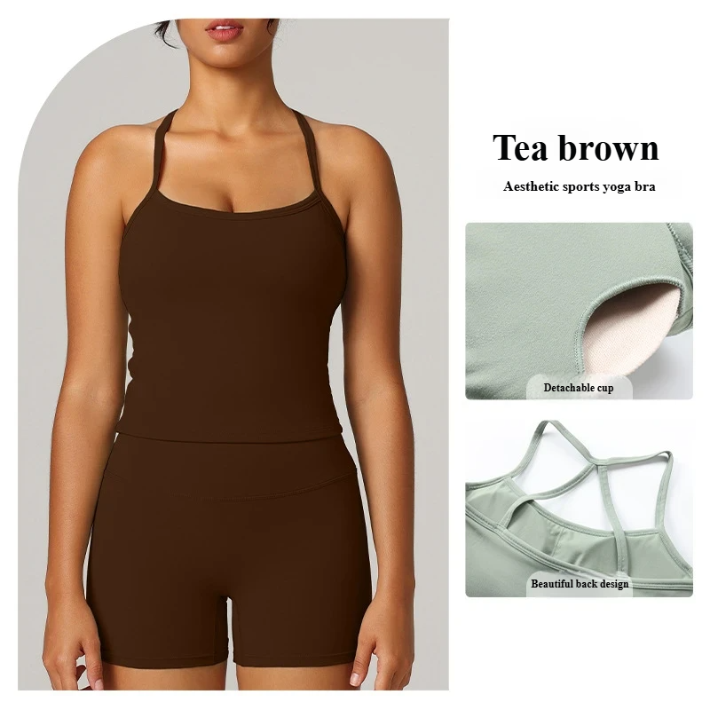 Shockproof sports bras, beautiful straps, chest pads, yoga clothes, Pilates, suspender bras