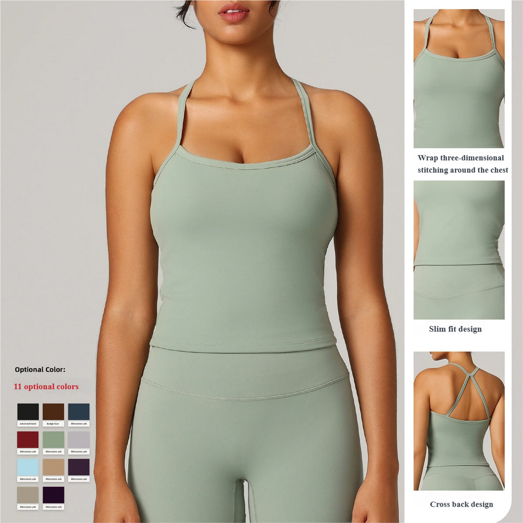 Shockproof sports bras, beautiful straps, chest pads, yoga clothes, Pilates, suspender bras