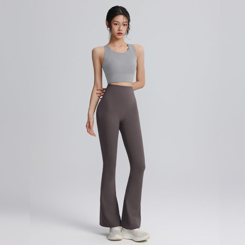 [Suit] Vest-style sports bra high waist hollow yoga flared pants quick-drying breathable sports suit for women