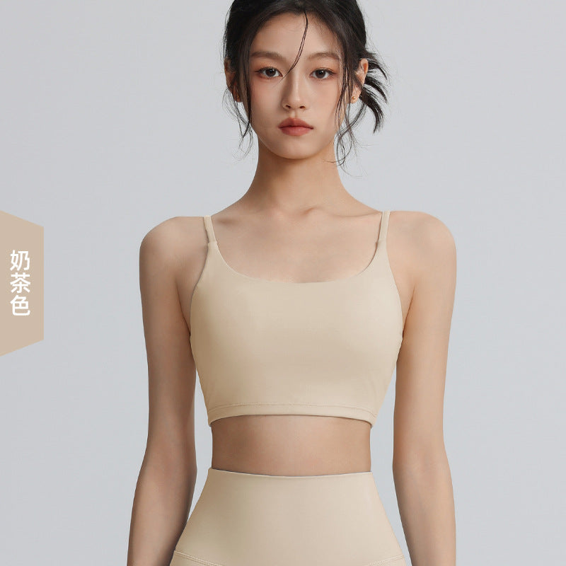 Women's suspender sports bra with chest pads sexy back fitness bra nude wear Pilates yoga wear tops