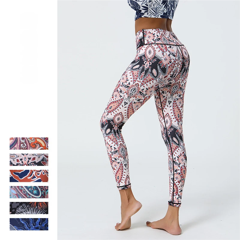 High Support Printed Yoga Pants with Long-Lasting Diverse Prints, Elastic Comfort for Gym & Outdoor Wear