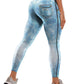 Denim-Like Yoga Leggings with Pocket - Slimming Full-Length Leggings for Women, Elastic Comfort & Versatile Outer Wear