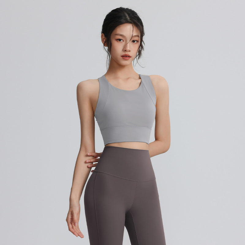 Shockproof push-up sports bra with fixed chest pad, quick-drying, breathable, shockproof, can be worn as a vest, sports yoga bra