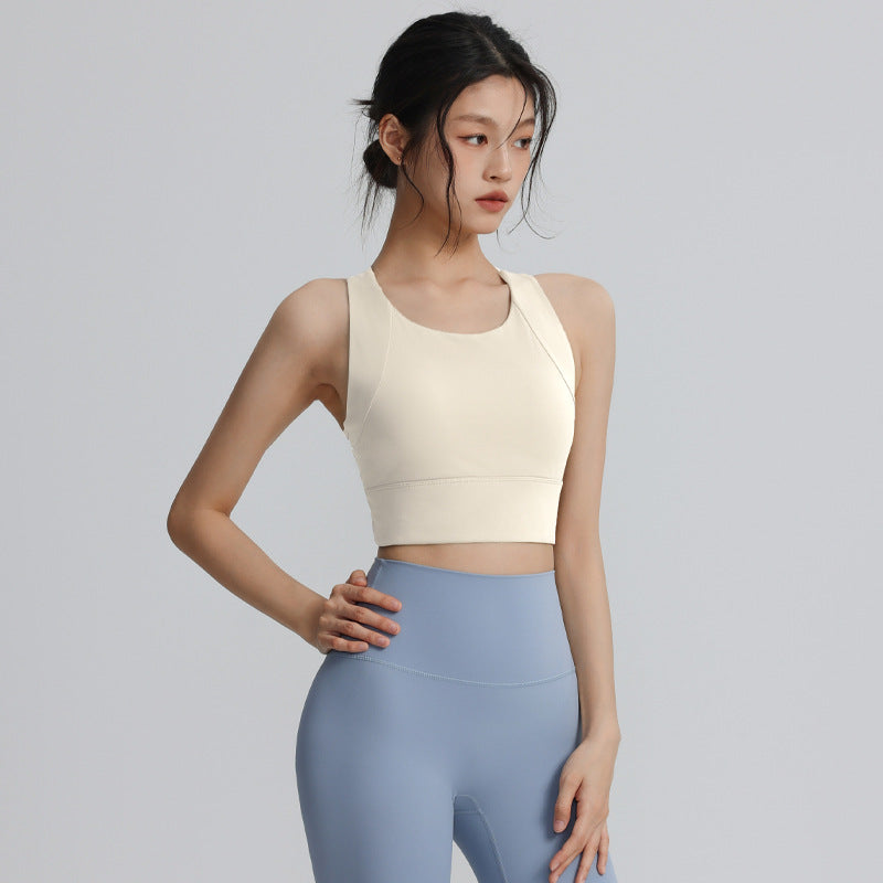 Shockproof push-up sports bra with fixed chest pad, quick-drying, breathable, shockproof, can be worn as a vest, sports yoga bra