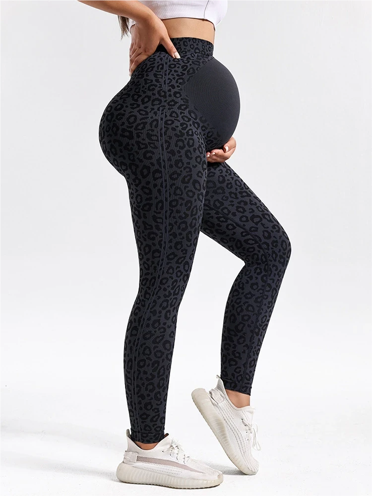 Fashionable & Eye-Catching Leopard Print Yoga Leggings for Postpartum Recovery with High-Waisted Abdomen-Supporting and Gentle Elasticity