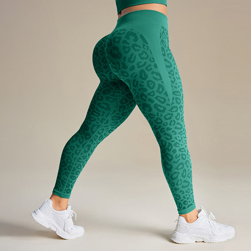Sexy Leopard Print Yoga Leggings for Gym Training with High Support, Muscle Compression, and Non-Shifting Pattern – Slimming, Lightweight, and Versatile Outer Wear