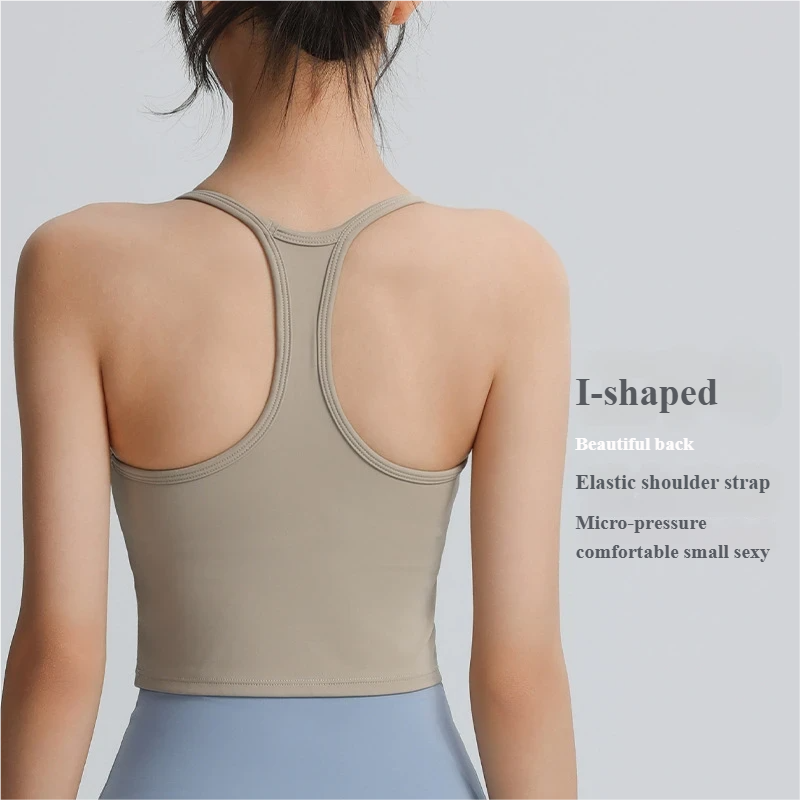 Spaghetti Strap Yoga Vest Women's Elastic Tight Sports Top Quick-Drying Running Training Outerwear Fitness Suspender