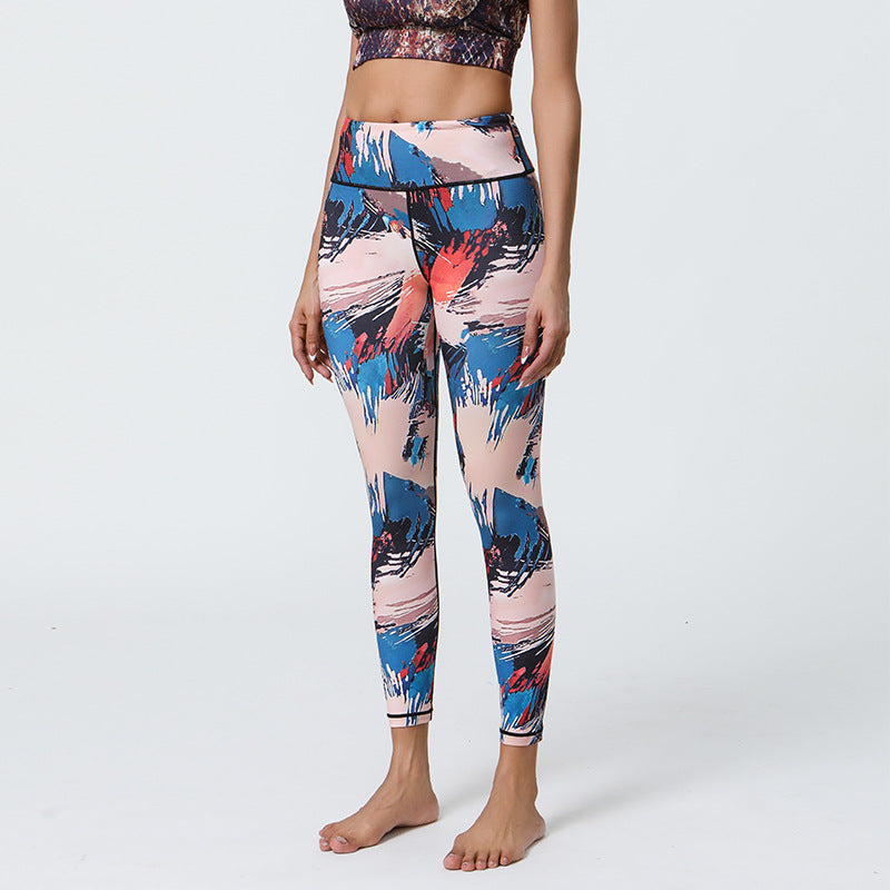 High Support Printing Yoga Pants with Long-Lasting Diverse Prints for Gym & Outdoor Wear