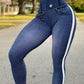 High-Waisted Denim Texture Yoga Pants with Elastic Comfort and Slimming Fit for Versatile Daily Use