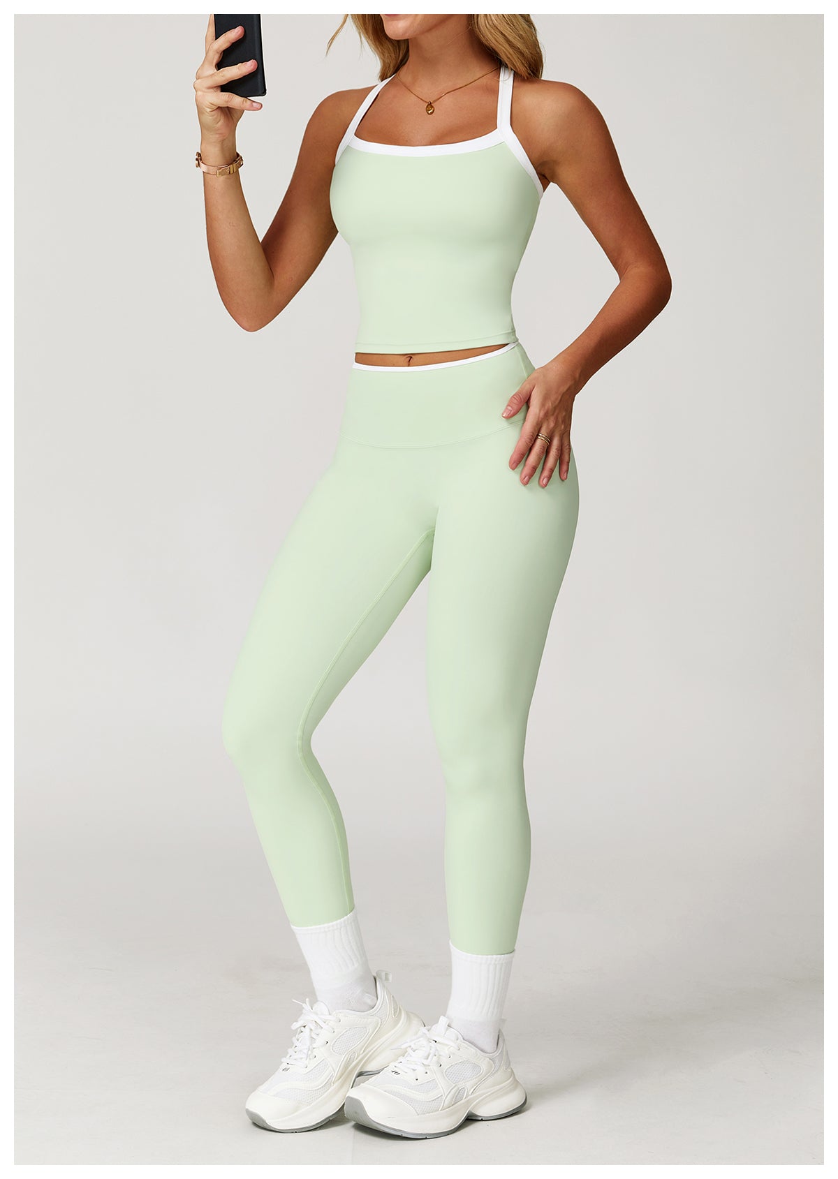 Nude Yoga Pants High Waist Contrast Color Quick-Drying Pants Sports Running Fitness Tights