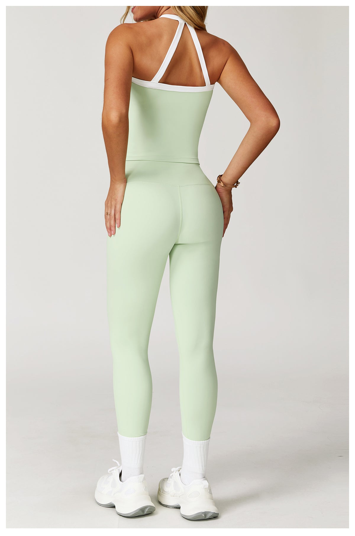 Nude Yoga Pants High Waist Contrast Color Quick-Drying Pants Sports Running Fitness Tights