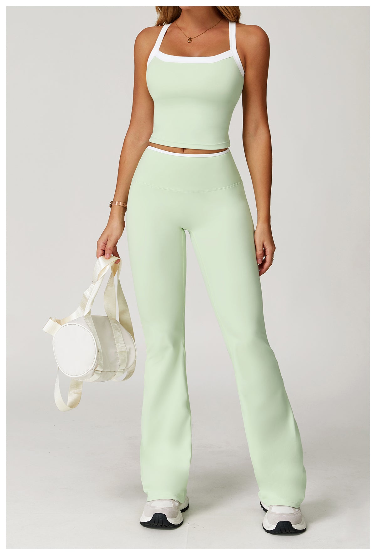 Sports flared pants contrast color high waist quick dry wide leg trousers sports running fitness flared pants