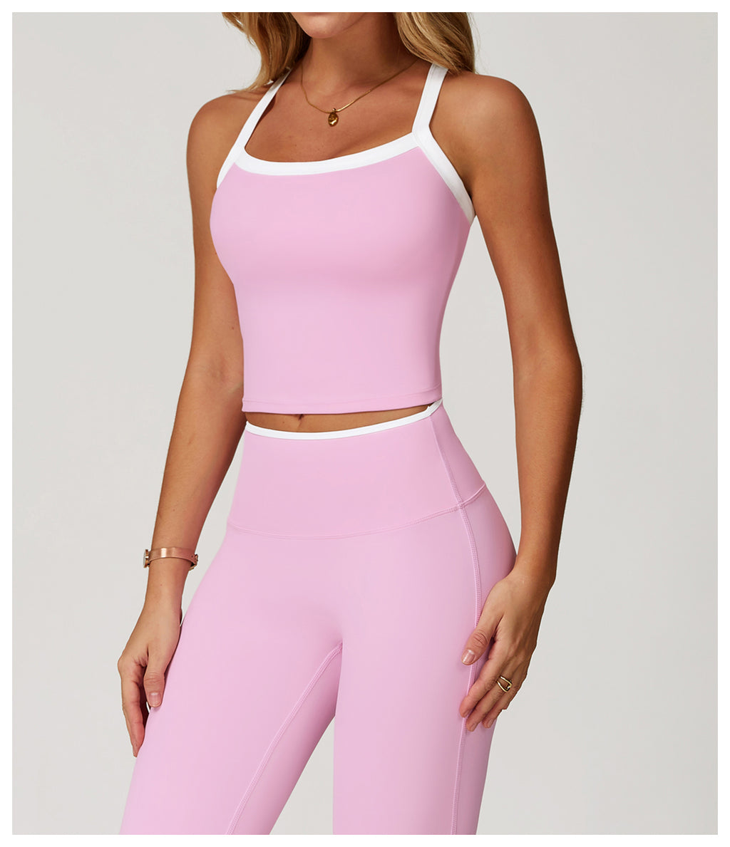 Yoga vest with contrasting colors and hollowed-out back, fitness wear, high-end running sports underwear