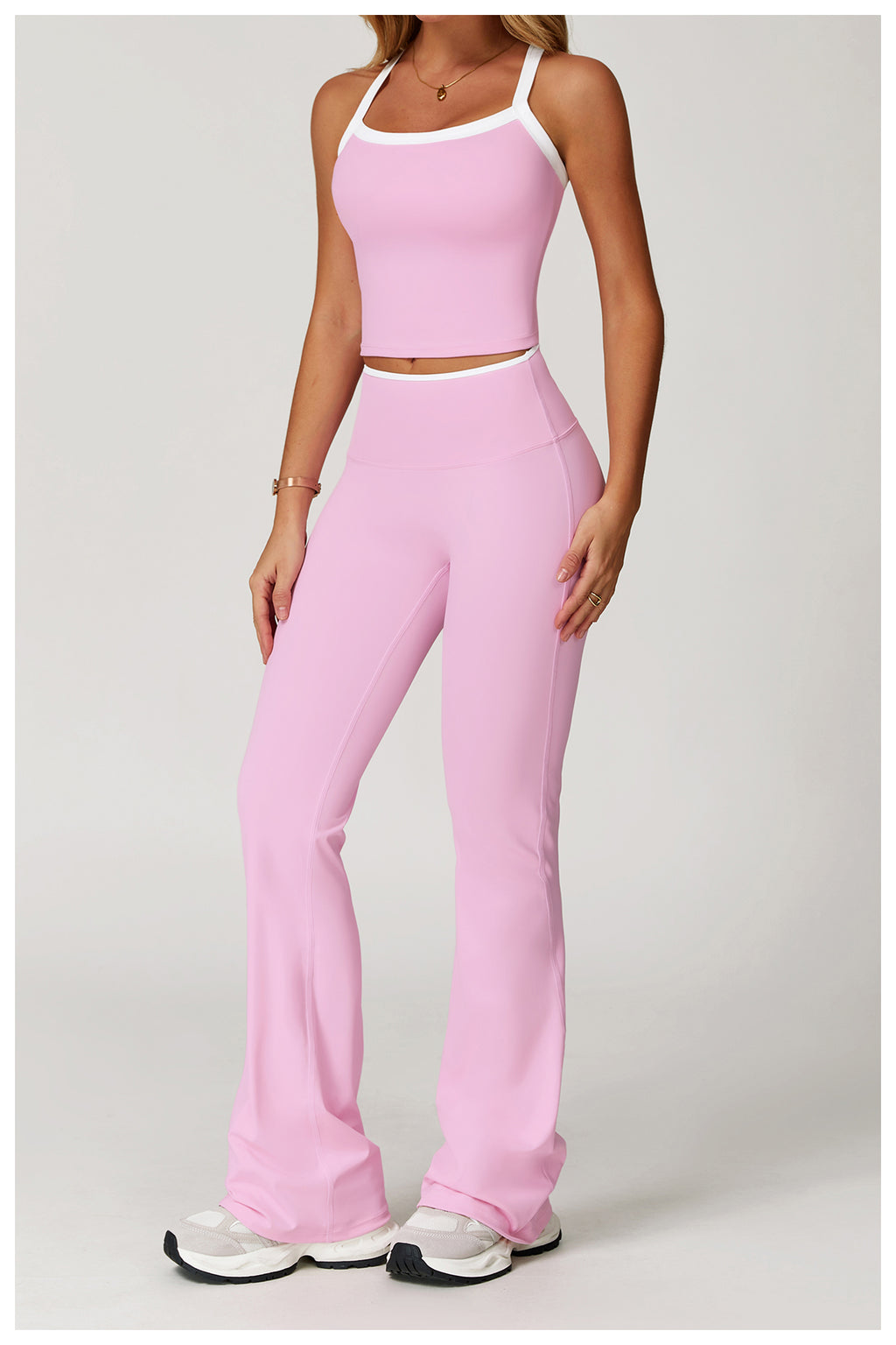 Sports flared pants contrast color high waist quick dry wide leg trousers sports running fitness flared pants