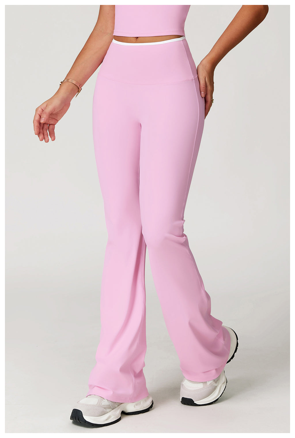 Sports flared pants contrast color high waist quick dry wide leg trousers sports running fitness flared pants