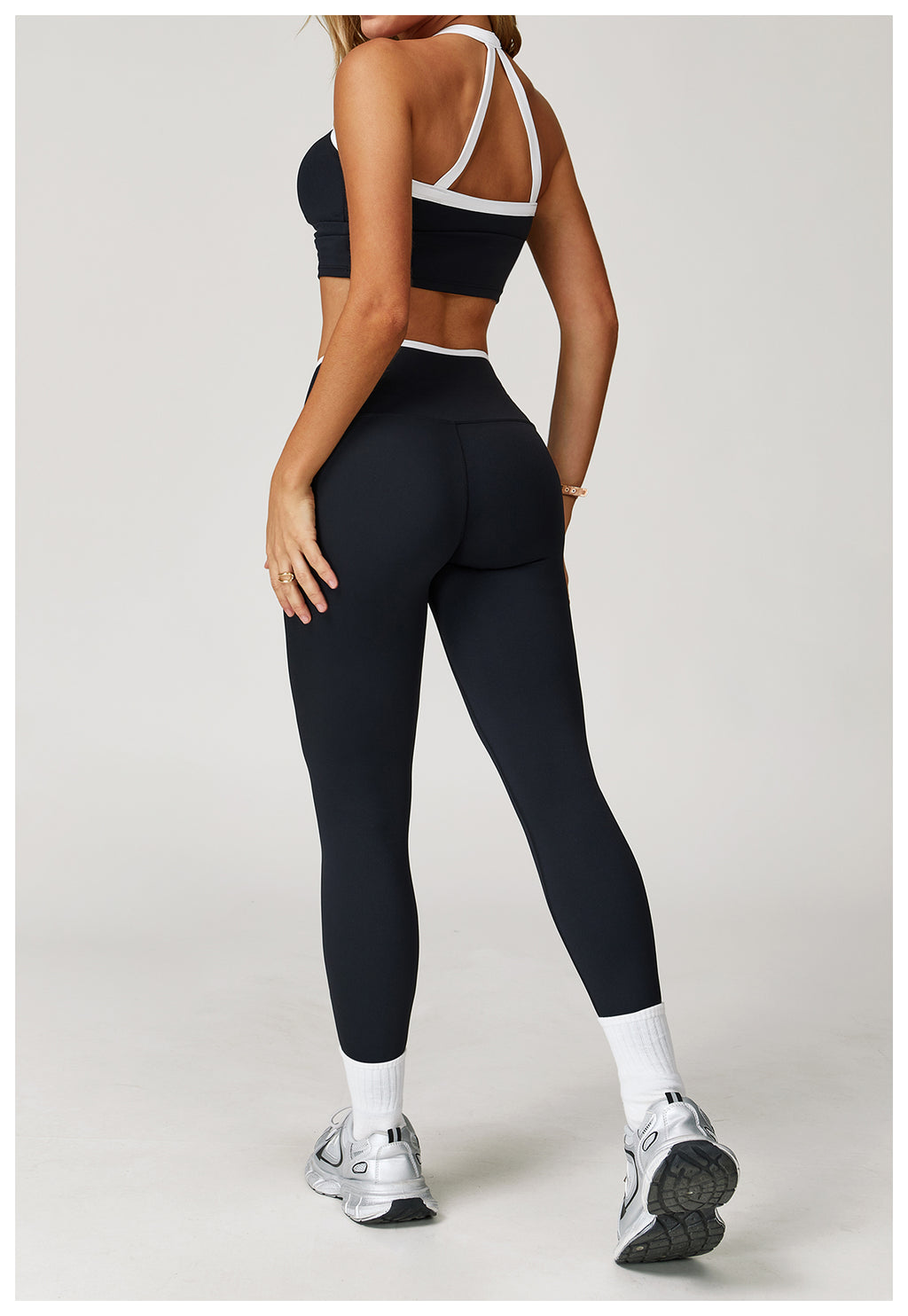 Nude Yoga Pants High Waist Contrast Color Quick-Drying Pants Sports Running Fitness Tights