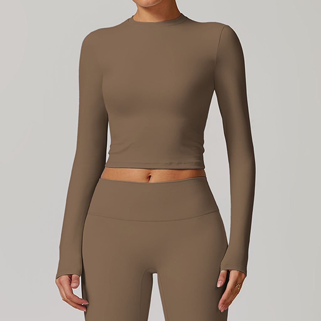 Tight back yoga tops slim long-sleeved T-shirts outdoor sports tops women's fitness yoga clothes