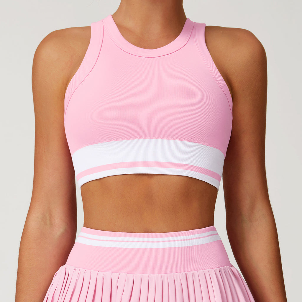 Seamless Yoga Tank Top Contrast Color Tight Racer-Back Underwear Fitness Running Sports Tank Top