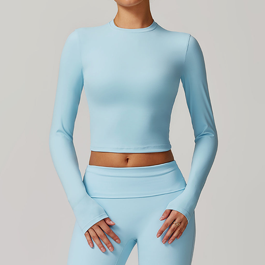 Tight back yoga tops slim long-sleeved T-shirts outdoor sports tops women's fitness yoga clothes