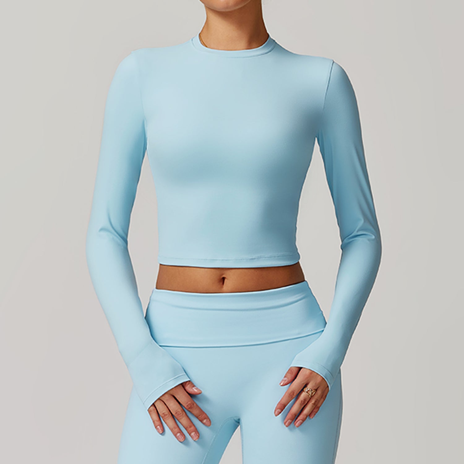 Tight back yoga tops slim long-sleeved T-shirts outdoor sports tops women's fitness yoga clothes