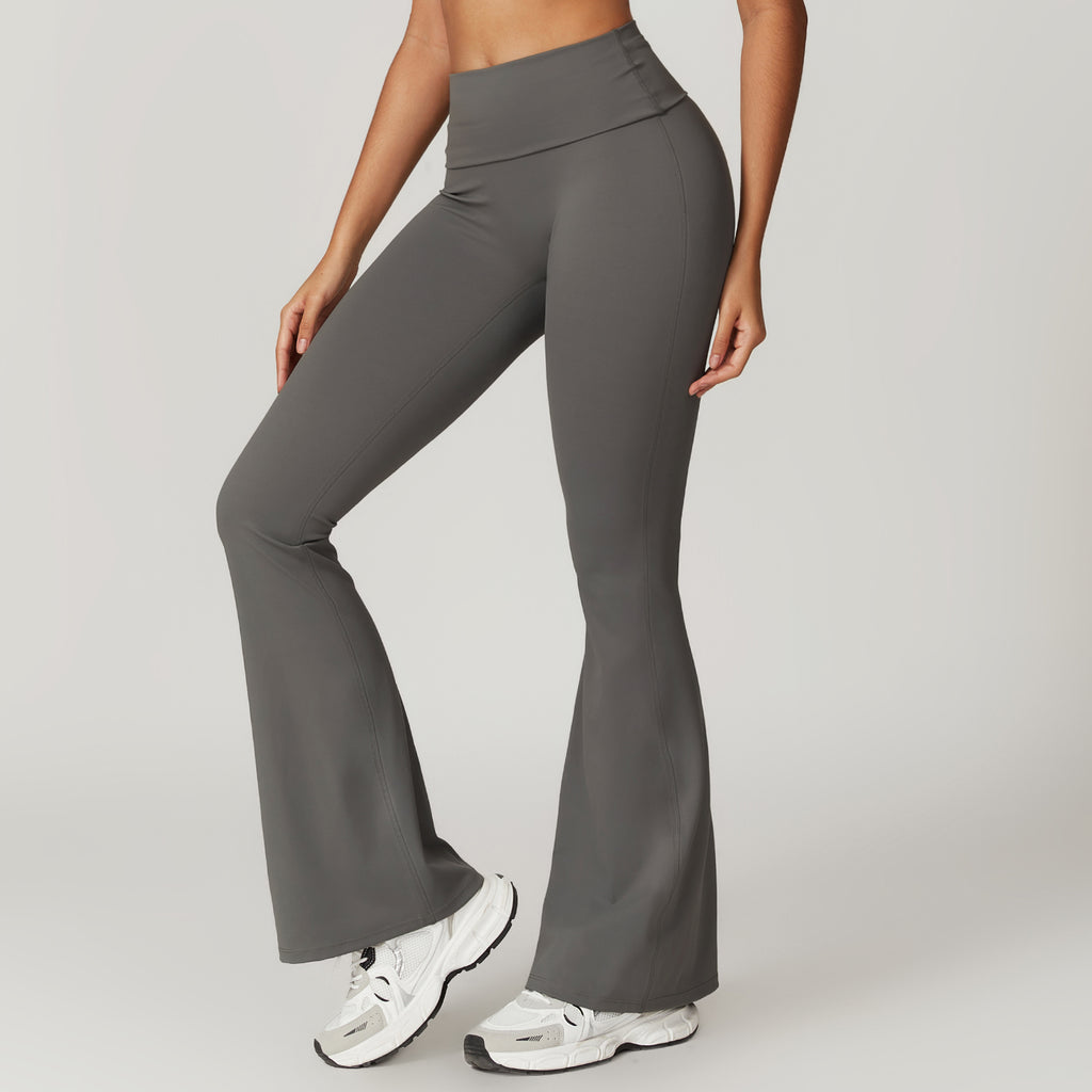 European and American high-waisted hip-lifting yoga pants, casual tight-fitting wide-leg flared pants, sports fitness outerwear trousers