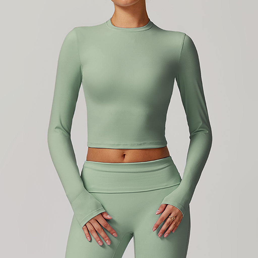 Tight back yoga tops slim long-sleeved T-shirts outdoor sports tops women's fitness yoga clothes