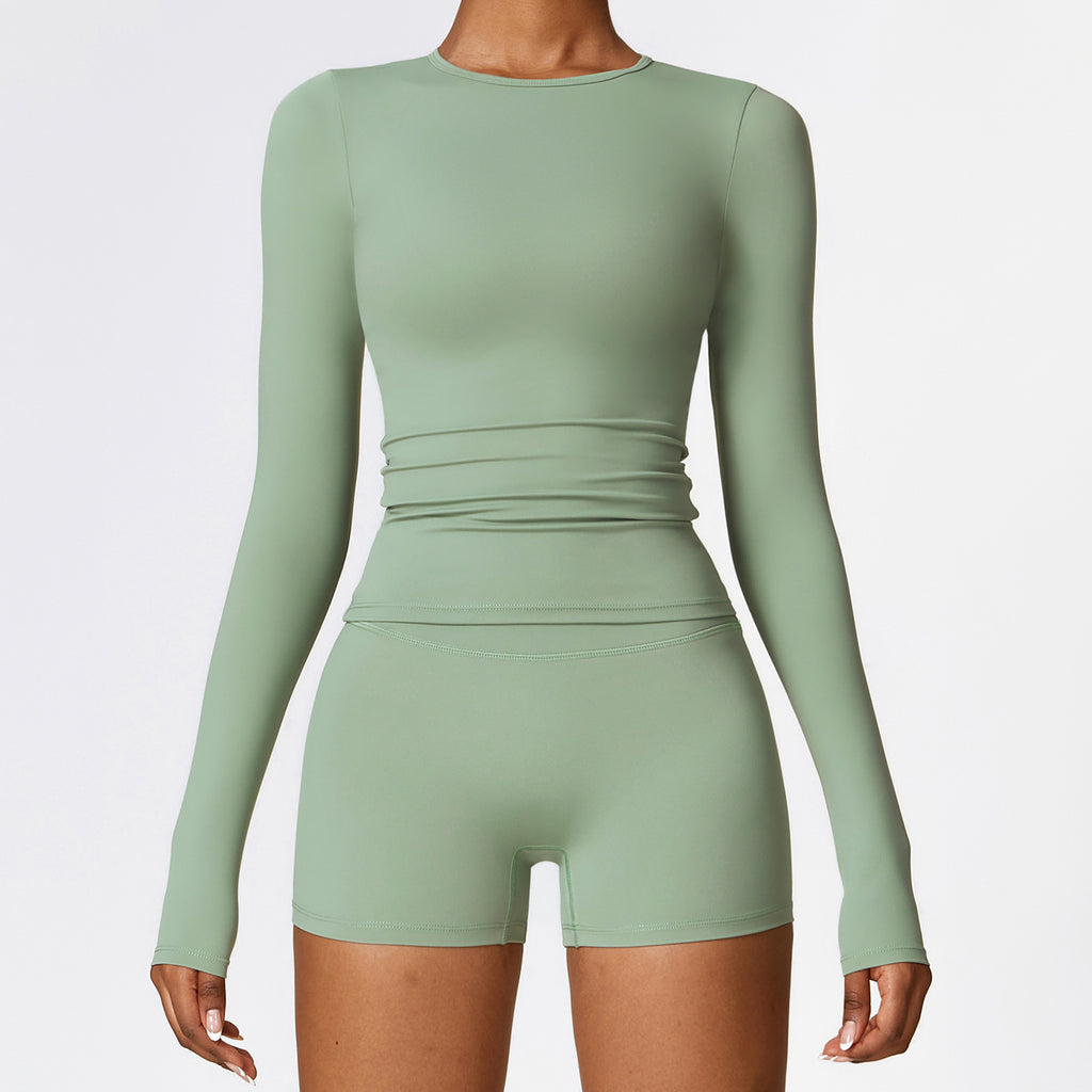Winter brushed long-sleeved yoga clothes high-intensity fitness clothes Pilates running sports long-sleeved tops