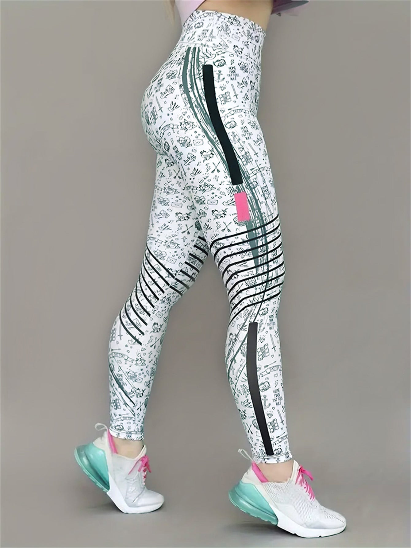 Hot selling yoga pants women's tight high waist hip lift leggings sports fitness pants high elastic printed yoga pants