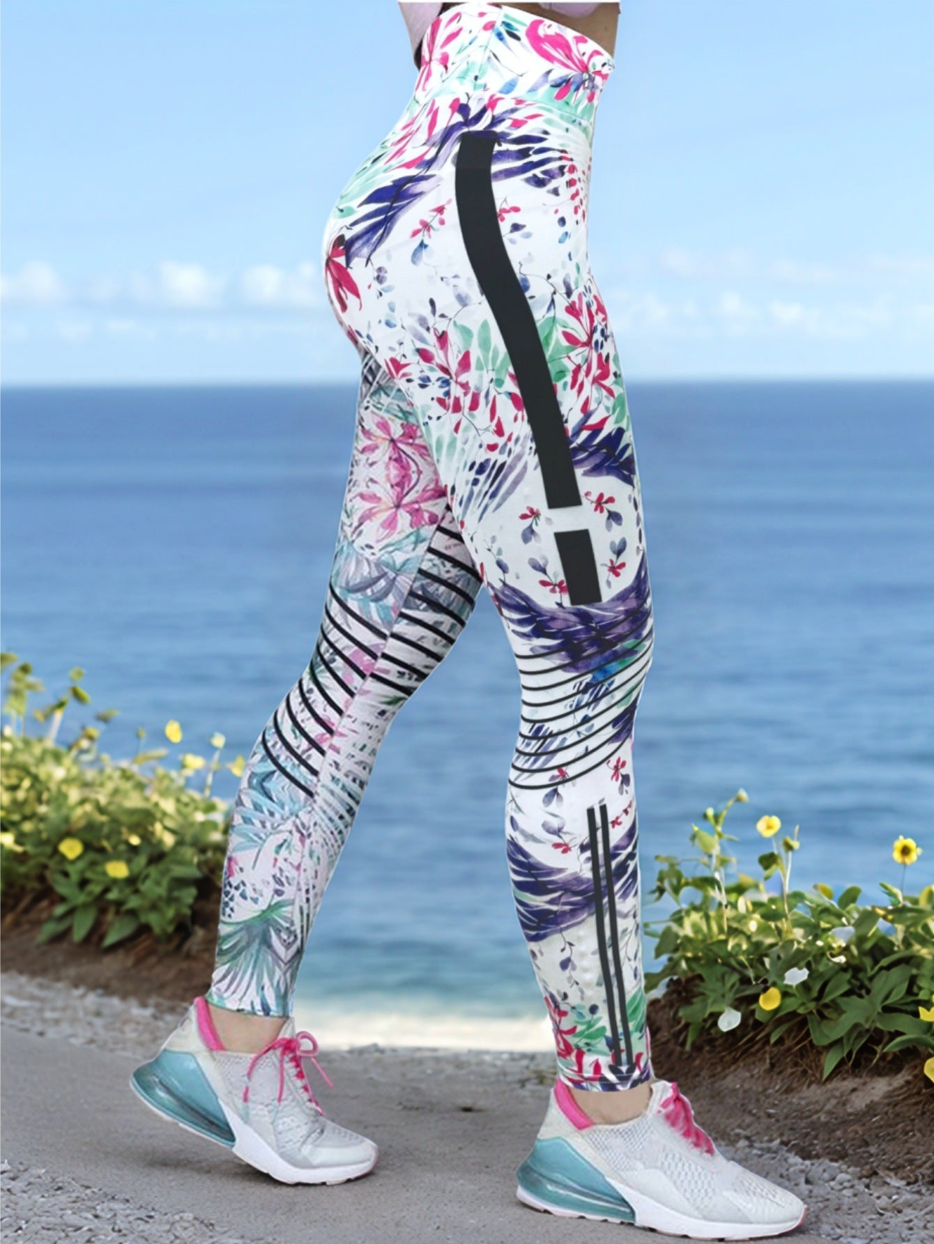 Hot selling yoga pants women's tight high waist hip lift leggings sports fitness pants high elastic printed yoga pants